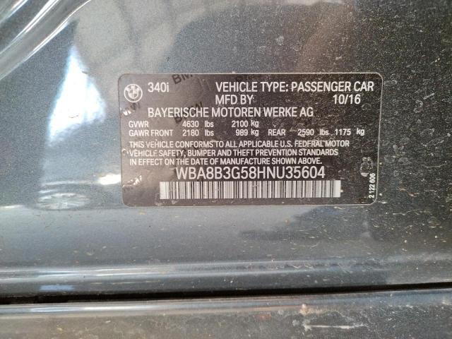 Photo 10 from auction – 2017 BMW 340 I with VIN WBA8B3G58HNU35604