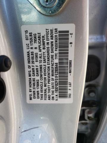 Photo 10 from auction – 2015 HONDA CIVIC LX with VIN 19XFB2F51FE280644