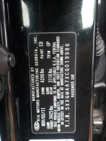 Photo 10 from auction – 2012 KIA OPTIMA LX with VIN 5XXGM4A7XCG019986