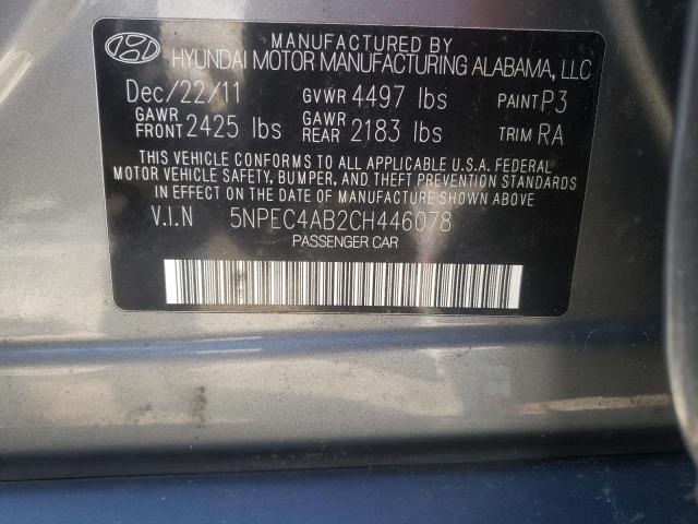 Photo 10 from auction – 2012 HYUNDAI SONATA SE with VIN 5NPEC4AB2CH446078