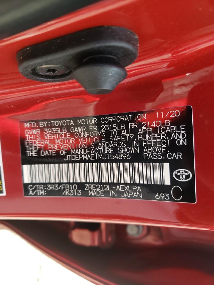 Photo 10 from auction – 2021 TOYOTA COROLLA LE with VIN JTDEPMAE1MJ154896