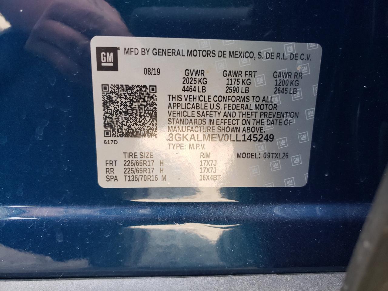 Photo 10 from auction – 2020 GMC TERRAIN SL with VIN 3GKALMEV0LL145249