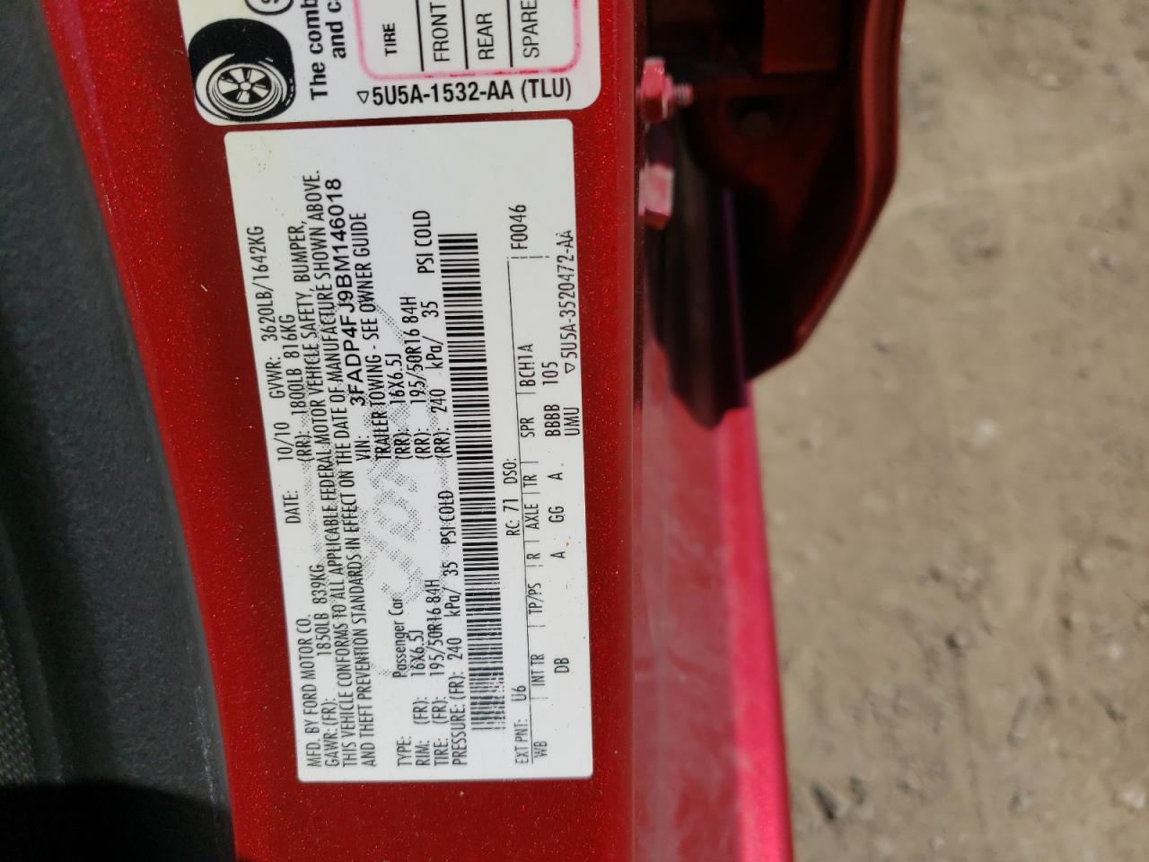 Photo 10 from auction – 2011 FORD FIESTA SES with VIN 3FADP4FJ9BM146018