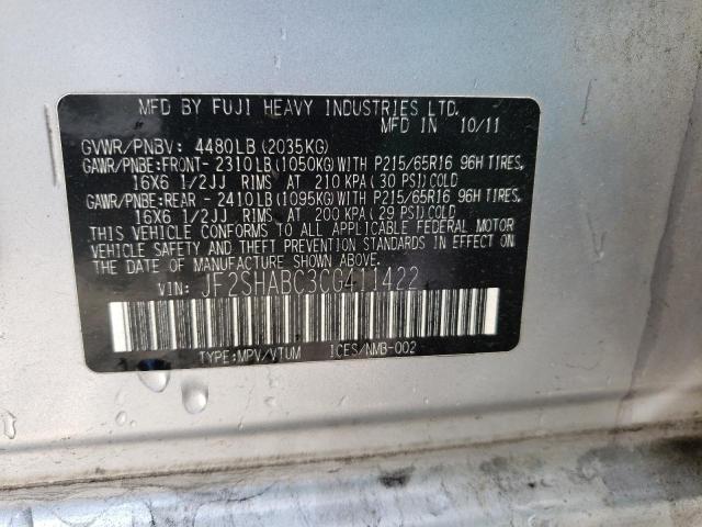 Photo 10 from auction – 2012 SUBARU FORESTER 2 with VIN JF2SHABC3CG411422