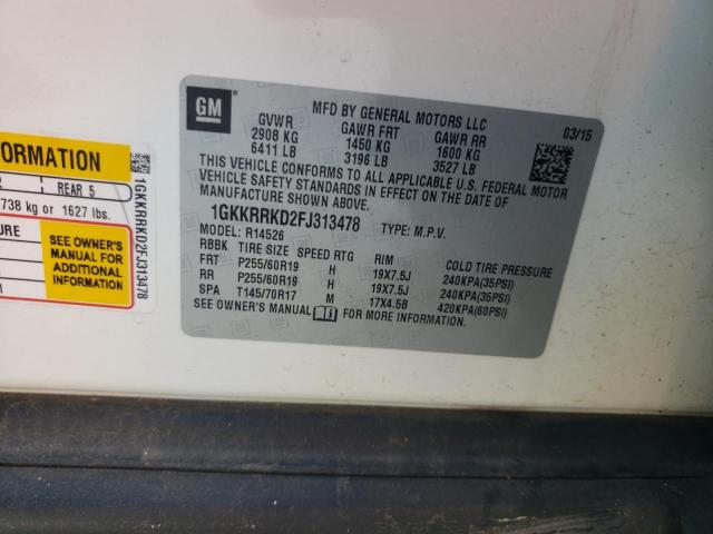 Photo 10 from auction – 2015 GMC ACADIA SLT with VIN 1GKKRRKD2FJ313478