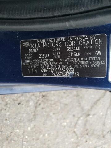 Photo 10 from auction – 2008 KIA SPECTRA EX with VIN KNAFE121685528869