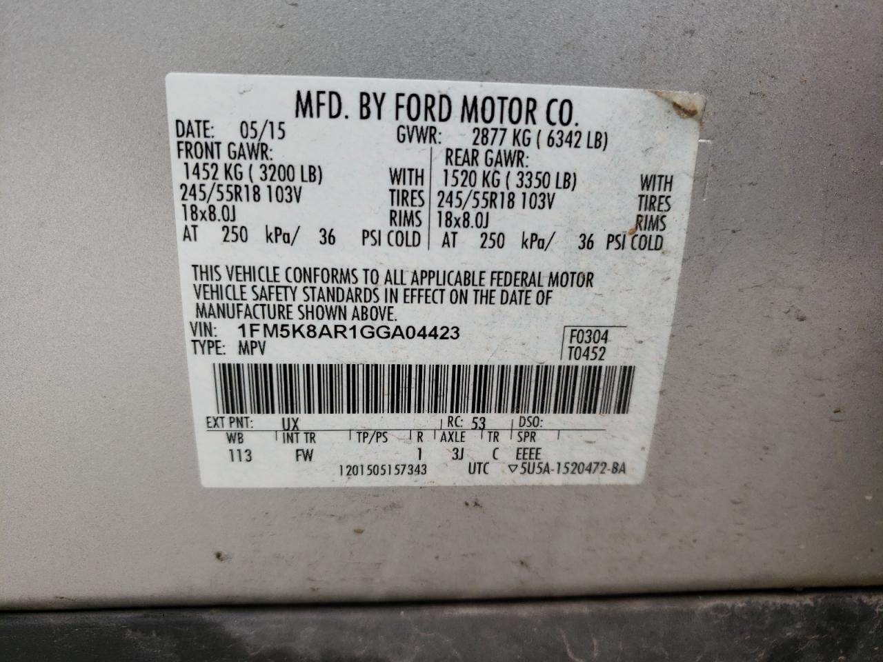 Photo 10 from auction – 2016 FORD EXPLORER P with VIN 1FM5K8AR1GGA04423