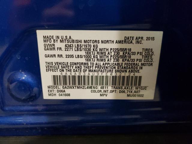 Photo 10 from auction – 2015 MITSUBISHI OUTLANDER with VIN 4A4AR3AU9FE032124