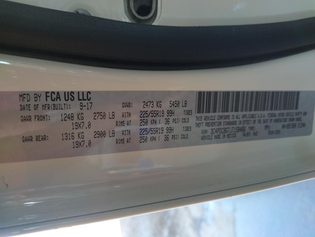 Photo 10 from auction – 2018 DODGE JOURNEY SX with VIN 3C4PDCBG7JT158466