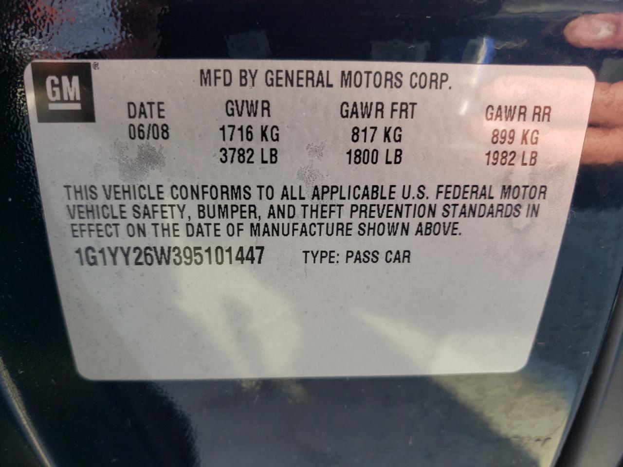 Photo 10 from auction – 2009 CHEVROLET CORVETTE with VIN 1G1YY26W395101447