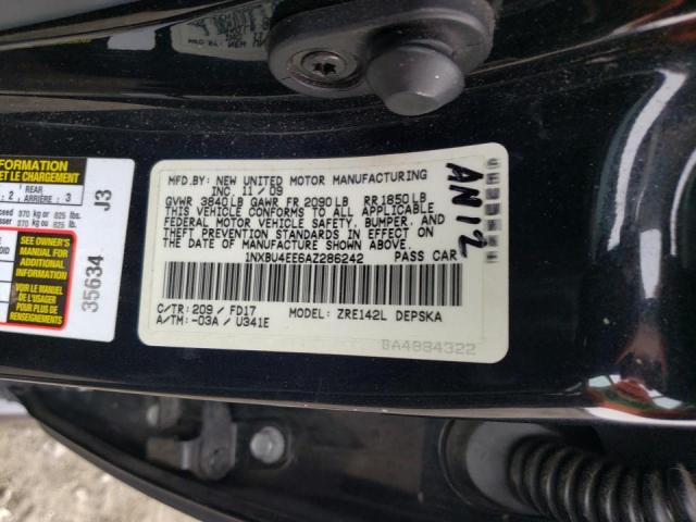 Photo 10 from auction – 2010 TOYOTA COROLLA BA with VIN 1NXBU4EE6AZ286242