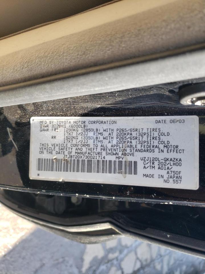 Photo 10 from auction – 2003 LEXUS GX 470 with VIN JTJBT20X730021714