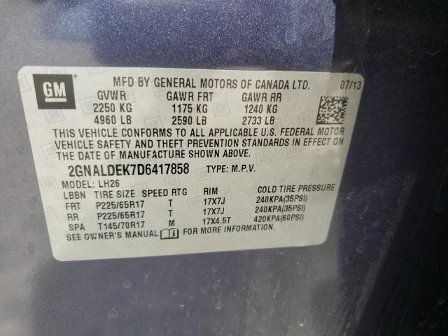 Photo 10 from auction – 2013 CHEVROLET EQUINOX LT with VIN 2GNALDEK7D6417858