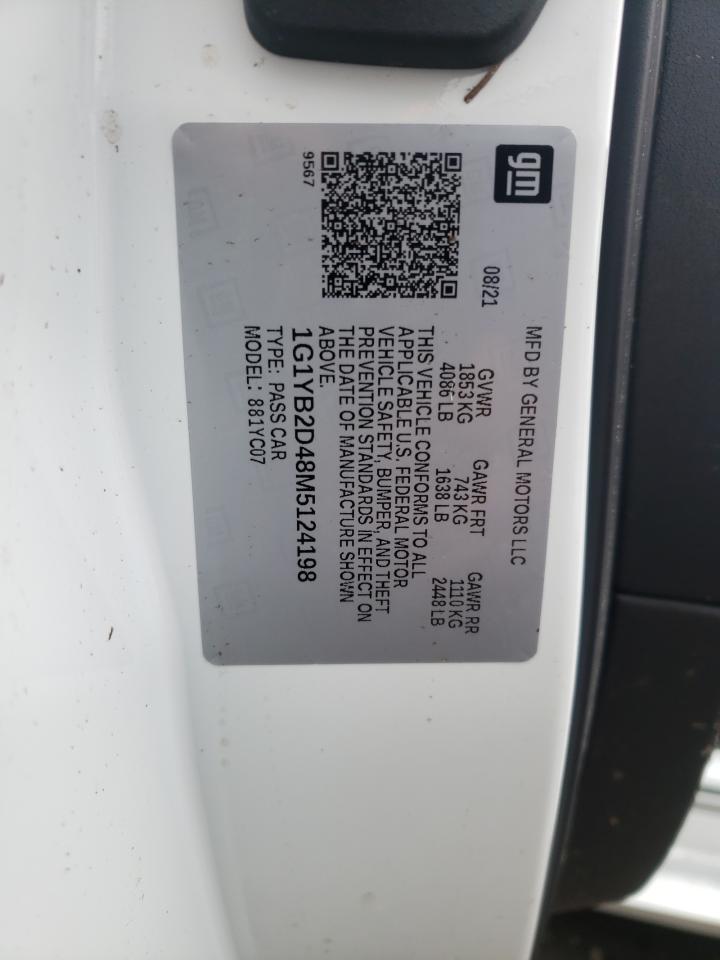 Photo 10 from auction – 2021 CHEVROLET CORVETTE S with VIN 1G1YB2D48M5124198