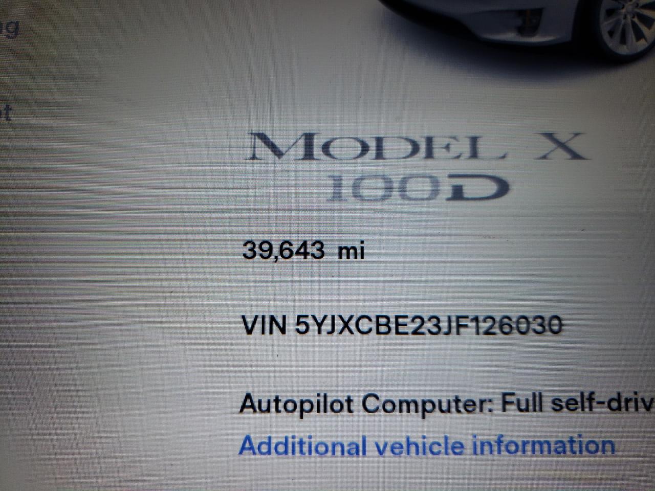Photo 8 from auction – 2018 TESLA MODEL X with VIN 5YJXCBE23JF126030