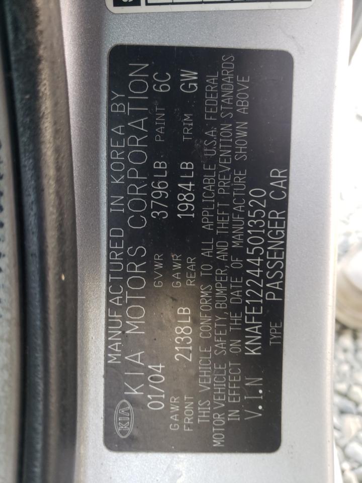 Photo 10 from auction – 2004 KIA SPECTRA LX with VIN KNAFE122445013520