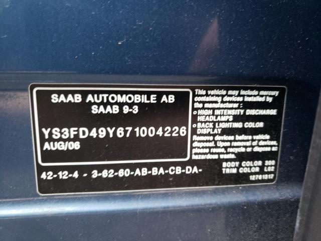 Photo 10 from auction – 2007 SAAB 9-3 2.0T with VIN YS3FD49Y671004226