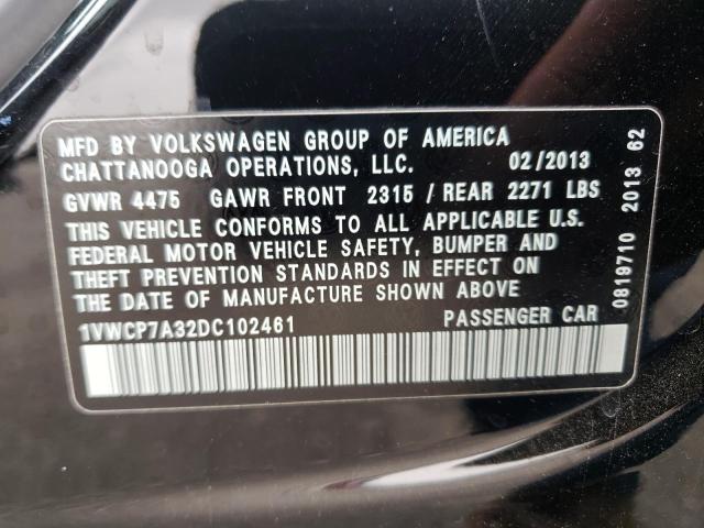 Photo 10 from auction – 2013 VOLKSWAGEN PASSAT SEL with VIN 1VWCP7A32DC102461