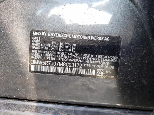 Photo 10 from auction – 2021 BMW 330XI with VIN 3MW5R7J07M8C03172