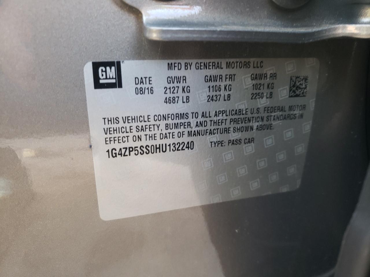 Photo 10 from auction – 2017 BUICK LACROSSE E with VIN 1G4ZP5SS0HU132240