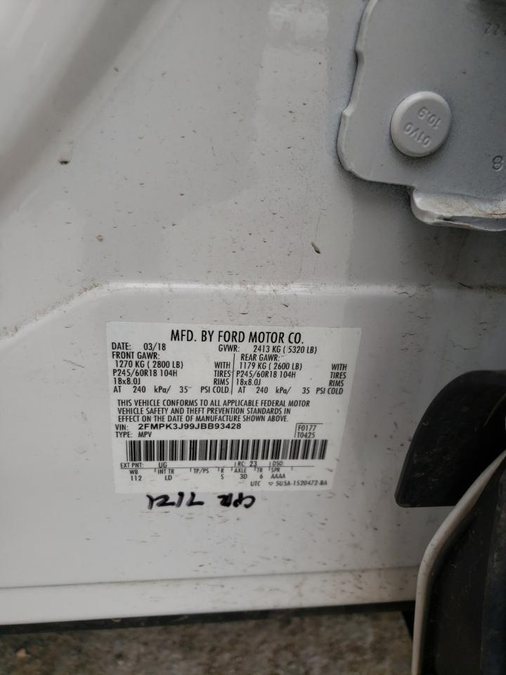 Photo 10 from auction – 2018 FORD EDGE SEL with VIN 2FMPK3J99JBB93428