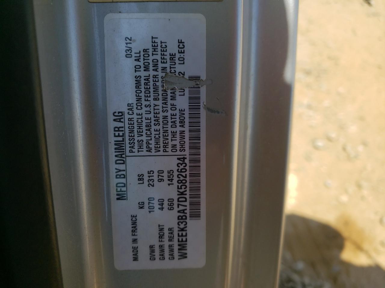 Photo 10 from auction – 2013 SMART FORTWO PAS with VIN WMEEK3BA7DK582634