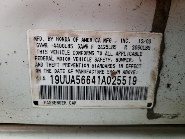 Photo 10 from auction – 2001 ACURA 3.2TL with VIN 19UUA56641A025519