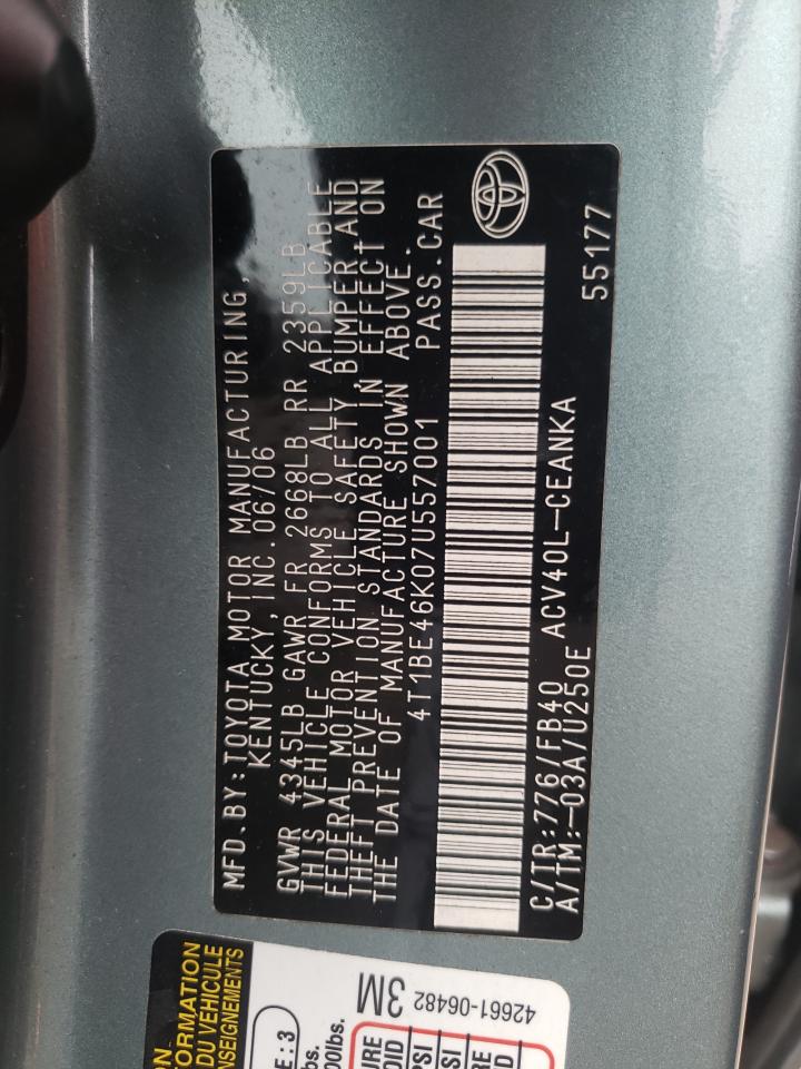 Photo 10 from auction – 2007 TOYOTA CAMRY CE with VIN 4T1BE46K07U557001