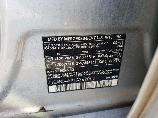 Photo 10 from auction – 2001 MERCEDES-BENZ ML 320 with VIN 4JGAB54E91A289050