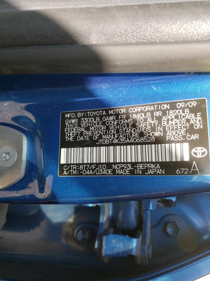 Photo 10 from auction – 2010 TOYOTA YARIS with VIN JTDBT4K35A4068528