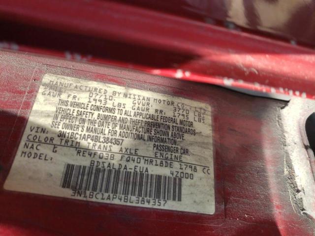 Photo 10 from auction – 2011 NISSAN VERSA S with VIN 3N1BC1AP4BL384357