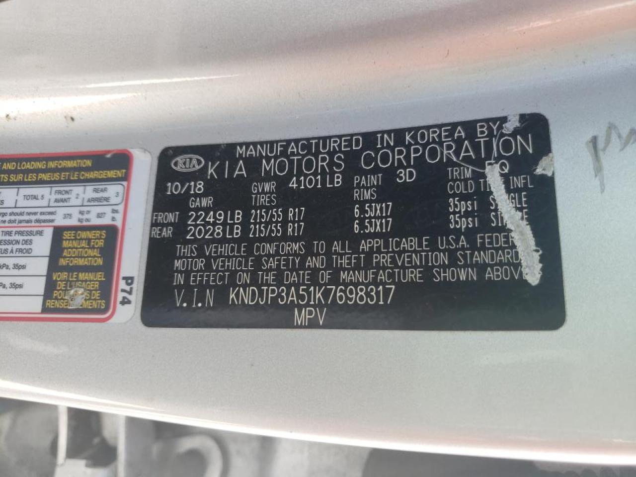 Снимка 10 от търг – 2019 KIA SOUL + с VIN KNDJP3A51K7698317