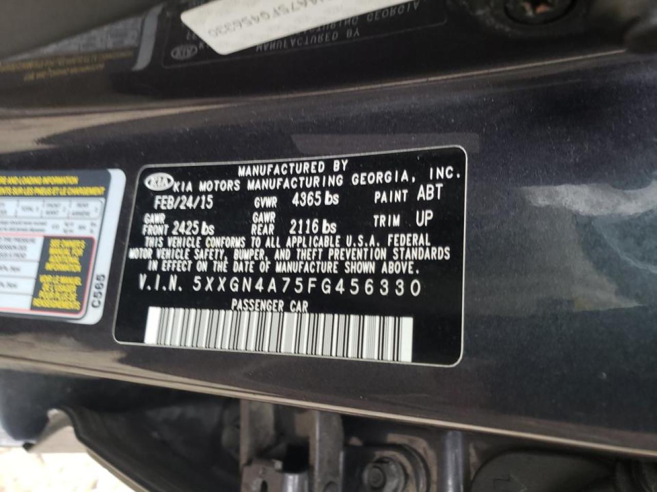 Photo 10 from auction – 2015 KIA OPTIMA EX with VIN 5XXGN4A75FG456330