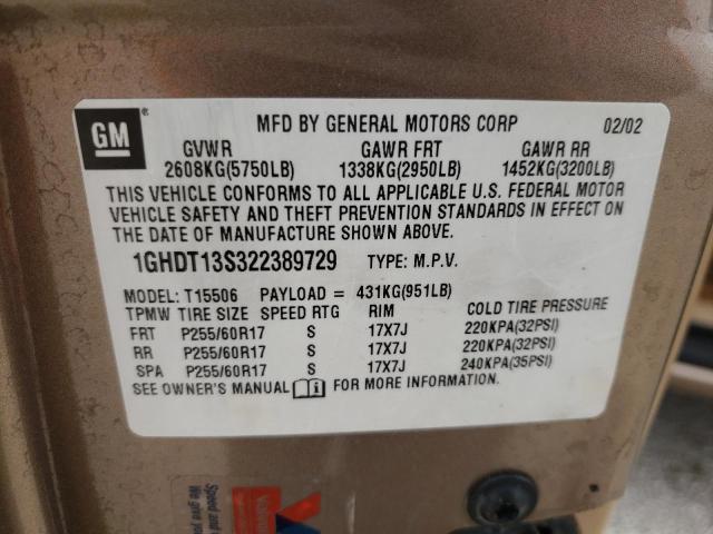 Photo 10 from auction – 2002 OLDSMOBILE BRAVADA with VIN 1GHDT13S322389729