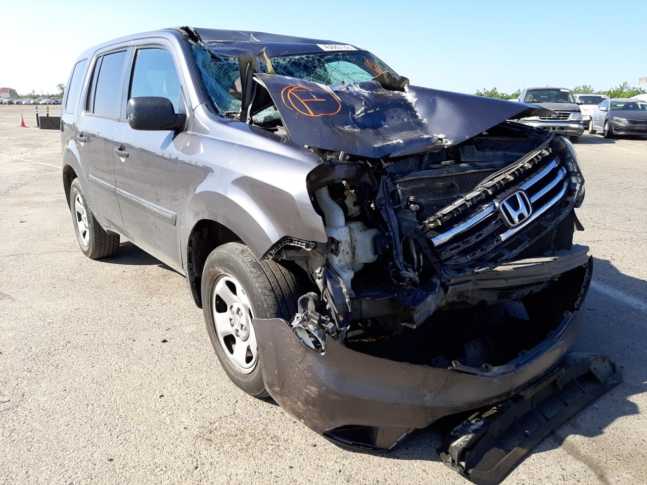 HONDA PILOT LX 2015 with VIN 5FNYF3H26FB018215 - Photo from auction