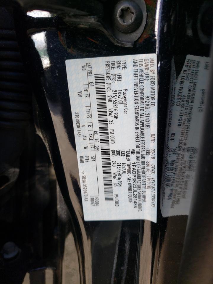 Photo 10 from auction – 2018 FORD FOCUS SE with VIN 1FADP3K23JL281486