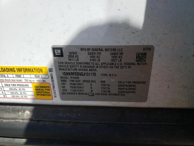 Photo 10 from auction – 2016 CHEVROLET TRAVERSE L with VIN 1GNKRFED9GJ131176