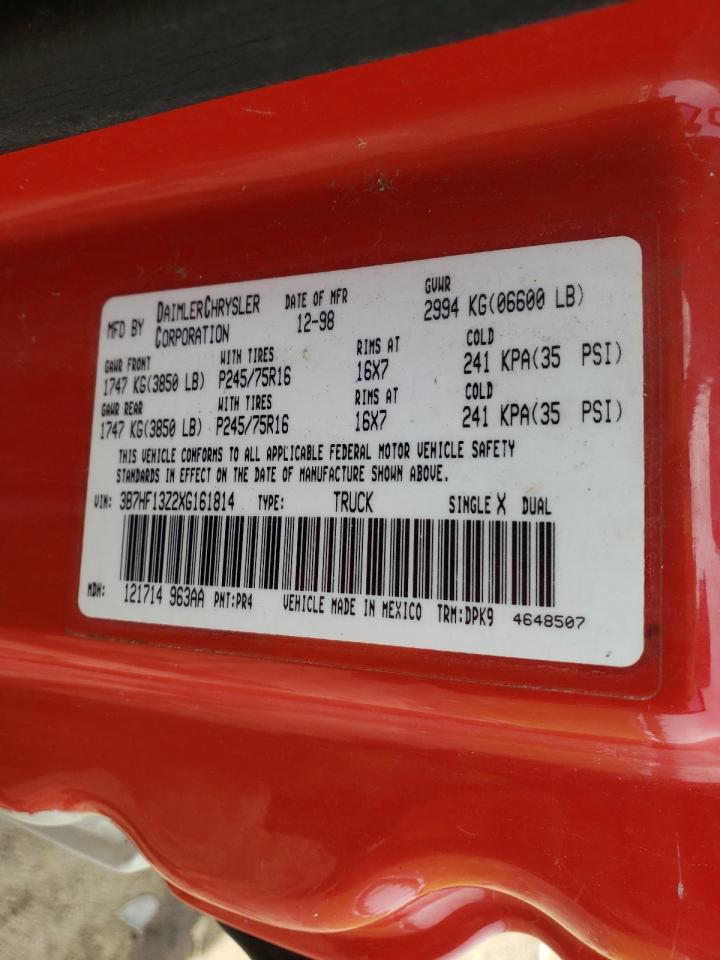 Photo 10 from auction – 1999 DODGE RAM 1500 with VIN 3B7HF13Z2XG161814