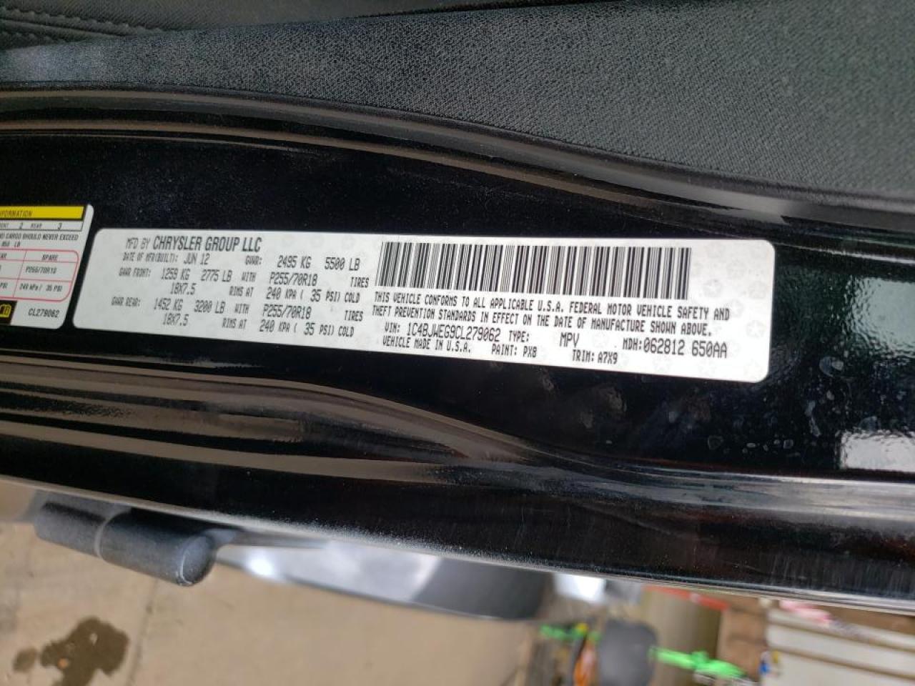 Photo 10 from auction – 2012 JEEP WRANGLER U with VIN 1C4BJWEG9CL279062