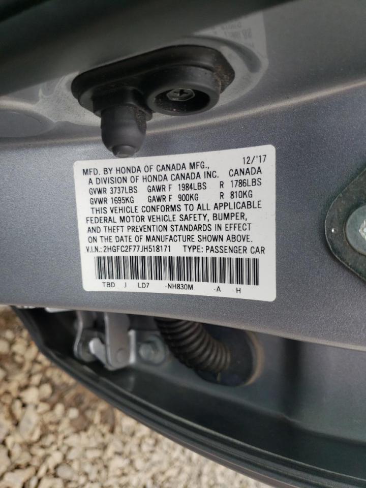 Photo 10 from auction – 2018 HONDA CIVIC EX with VIN 2HGFC2F77JH518171