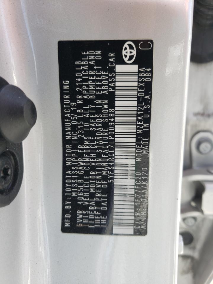 Photo 10 from auction – 2020 TOYOTA COROLLA SE with VIN 5YFS4RCE7LP009488