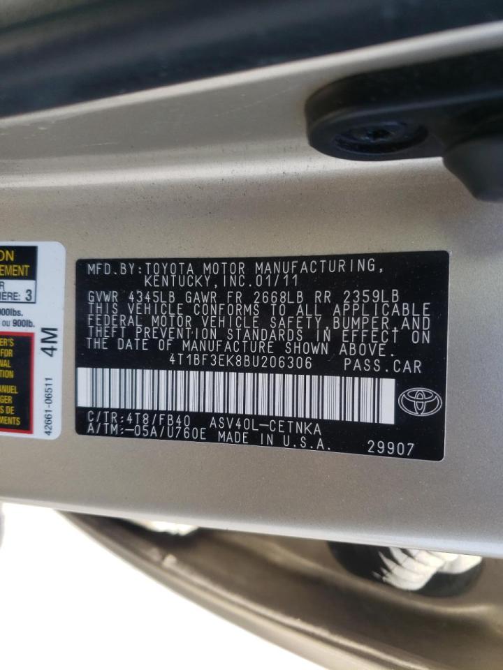 Photo 10 from auction – 2011 TOYOTA CAMRY BASE with VIN 4T1BF3EK8BU206306
