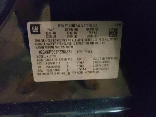 Photo 10 from auction – 2015 CHEVROLET SILVERADO with VIN 1GCVKREC2FZ283321