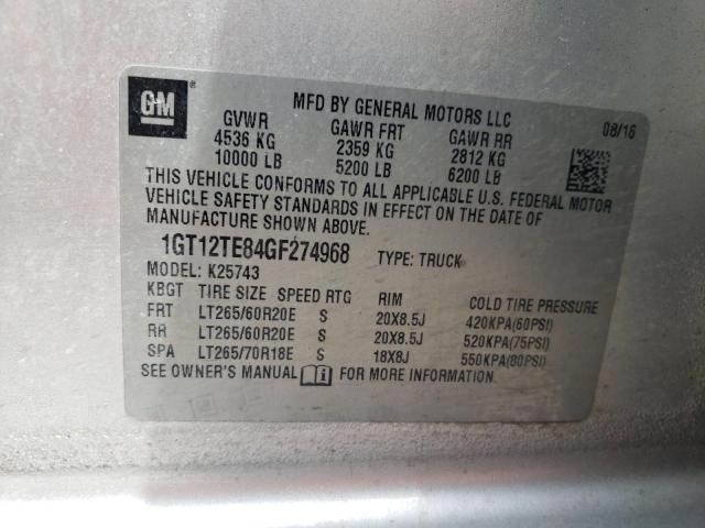 Photo 10 from auction – 2016 GMC SIERRA K25 with VIN 1GT12TE84GF274968