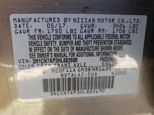 Photo 10 from auction – 2017 NISSAN VERSA S with VIN 3N1CN7AP3HL882690