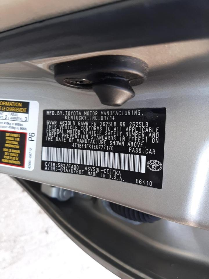 Photo 10 from auction – 2014 TOYOTA CAMRY L with VIN 4T1BF1FK4EU777170