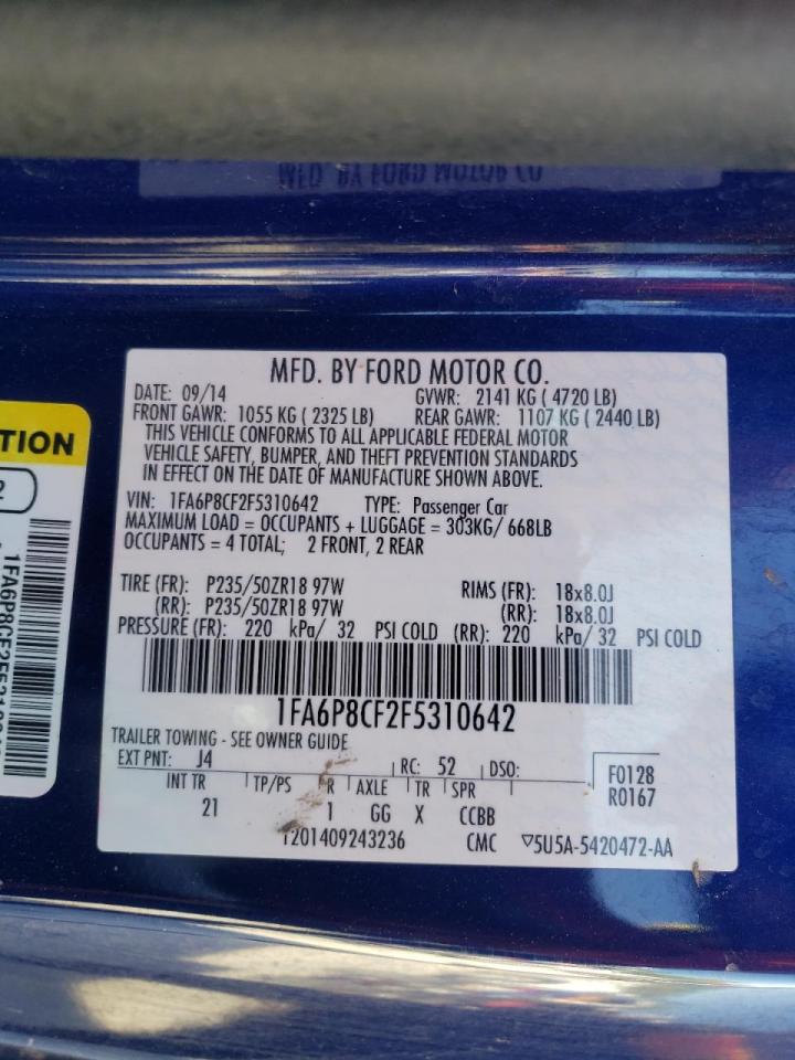 Photo 10 from auction – 2015 FORD MUSTANG GT with VIN 1FA6P8CF2F5310642