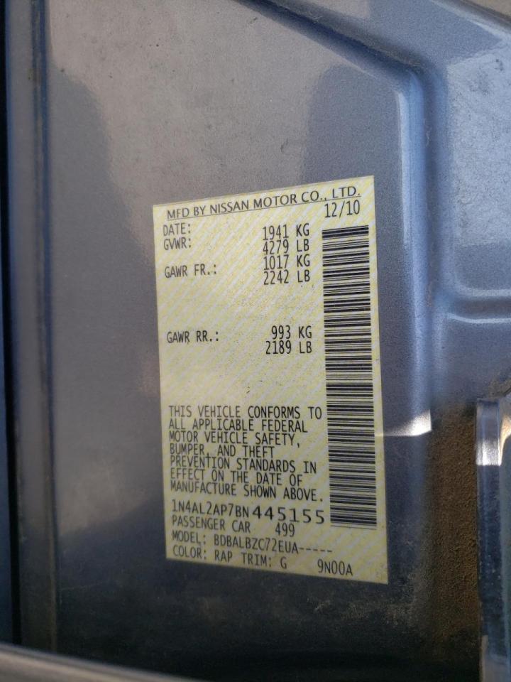 Photo 10 from auction – 2011 NISSAN ALTIMA BAS with VIN 1N4AL2AP7BN445155