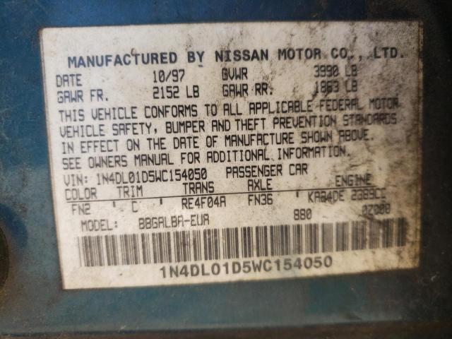 Photo 10 from auction – 1998 NISSAN ALTIMA with VIN 1N4DL01D5WC154050