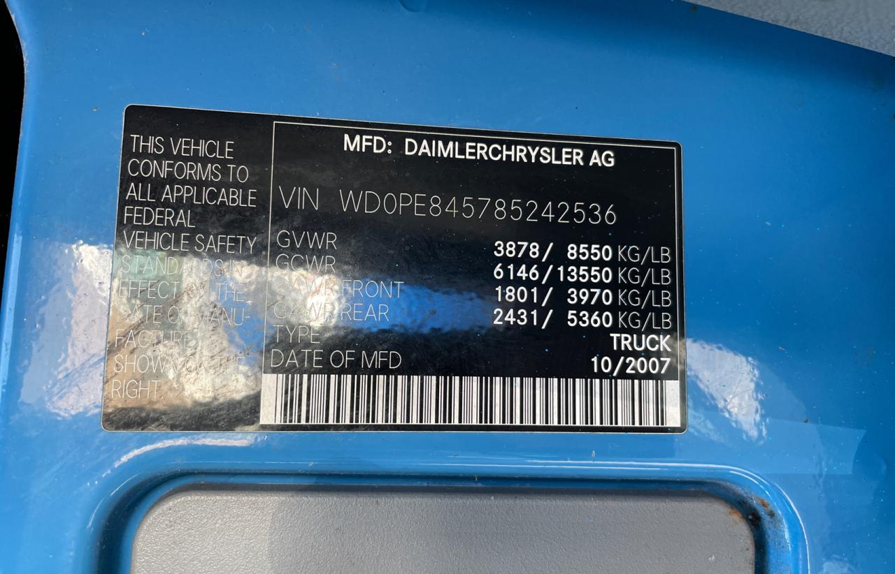 Photo 10 from auction – 2008 DODGE SPRINTER 2 with VIN WD0PE845785242536